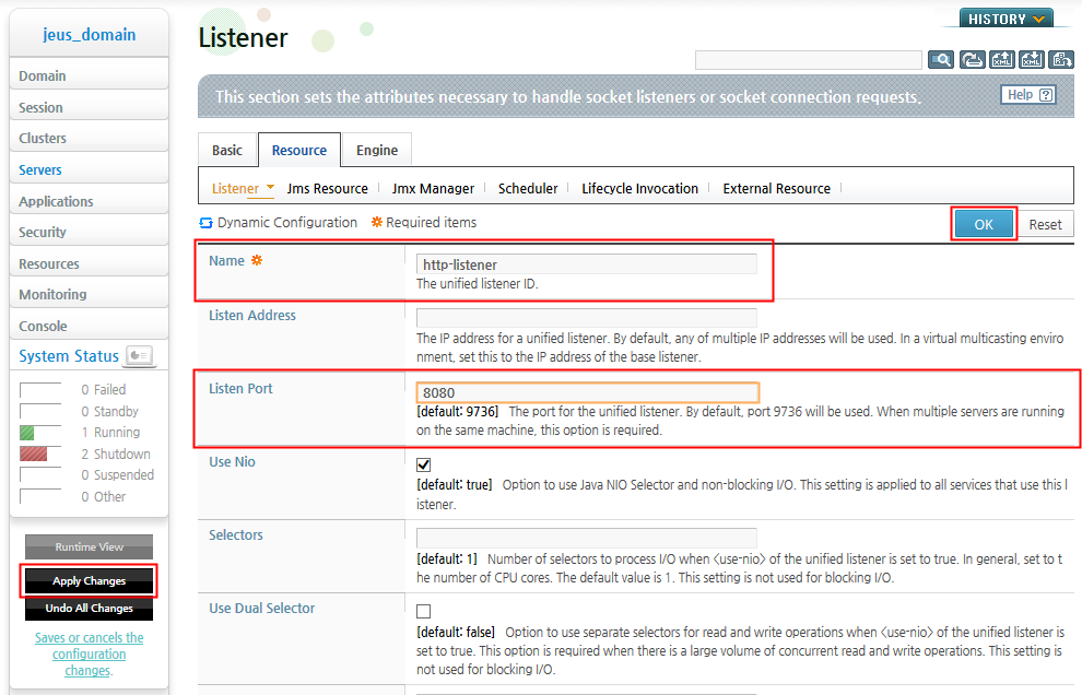 Setting HTTP Listener Properties - Basic Information