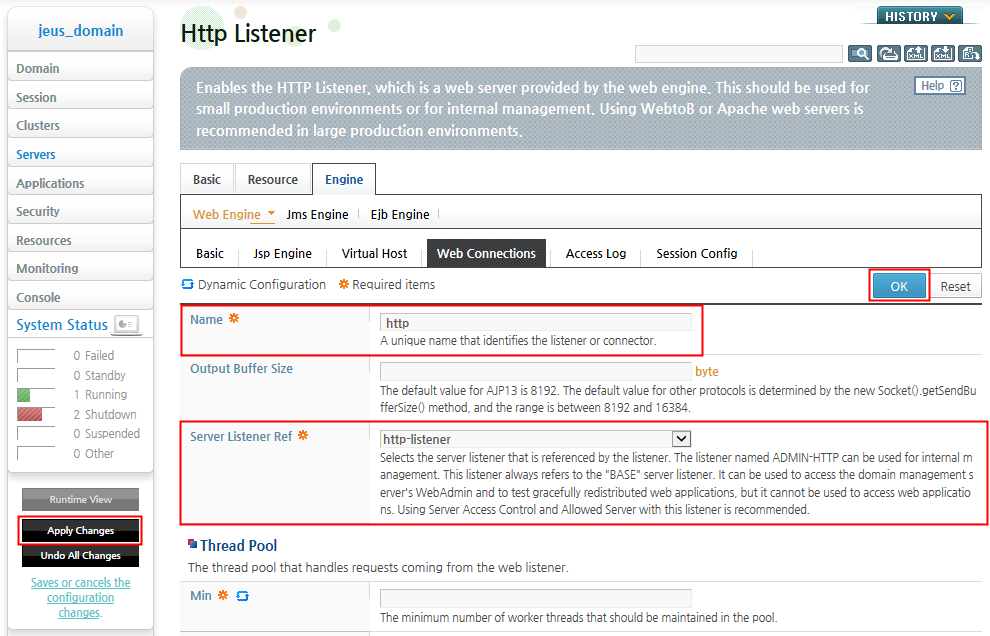 Configuring HTTP Listeners - Configuring Web Connection Properties