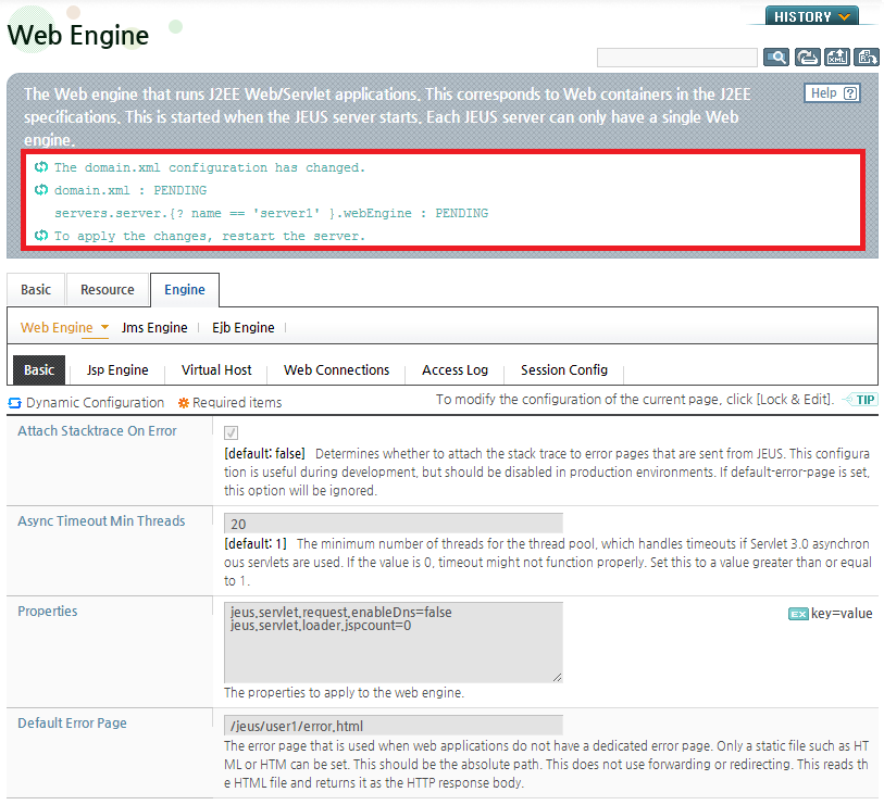 Web Engine Properties - Result