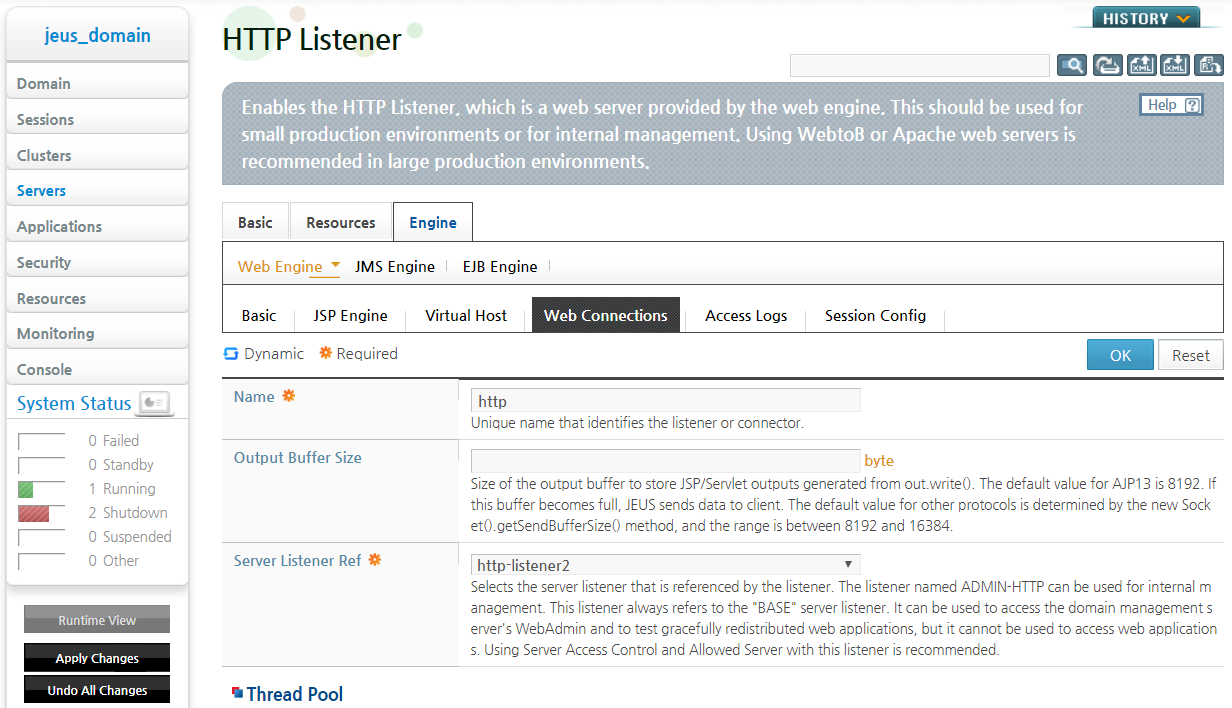 Configuring HTTP Listeners - Configuring Web Connection Properties