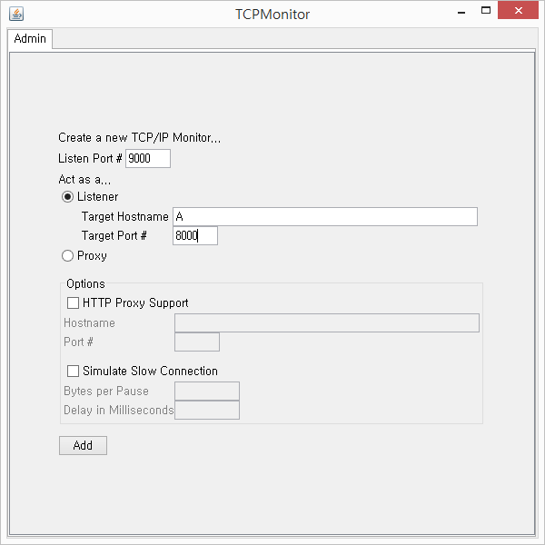 Listener mode input screen