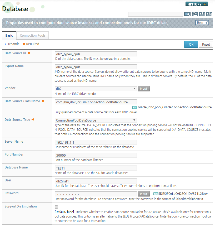 Configuring a DB2 Type4 Connection Pool Data Source (1)