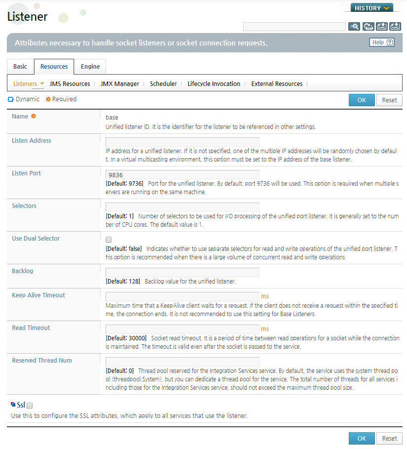 Adding a Server - Basic Listener Information Configuration