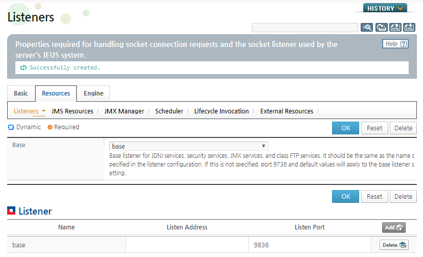 Adding a Server - Saving Basic Listener Configurations
