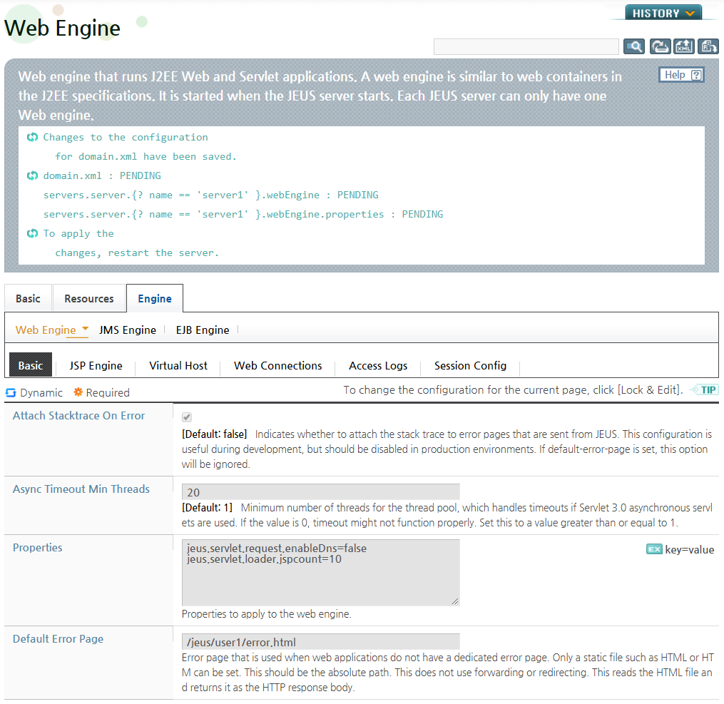 Web Engine Properties - Result