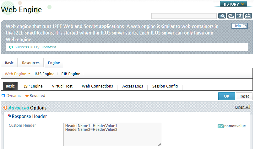 Web Engine Response Headers - Configuration