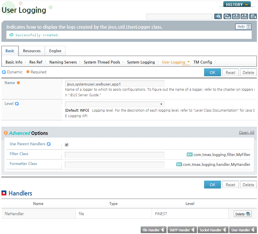 User Logs - Handler Added