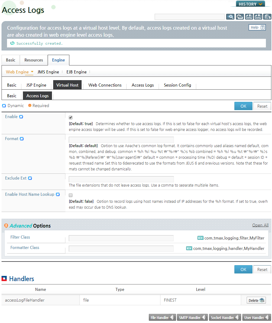 Modifying a Virtual Host - Configuring Access Logs