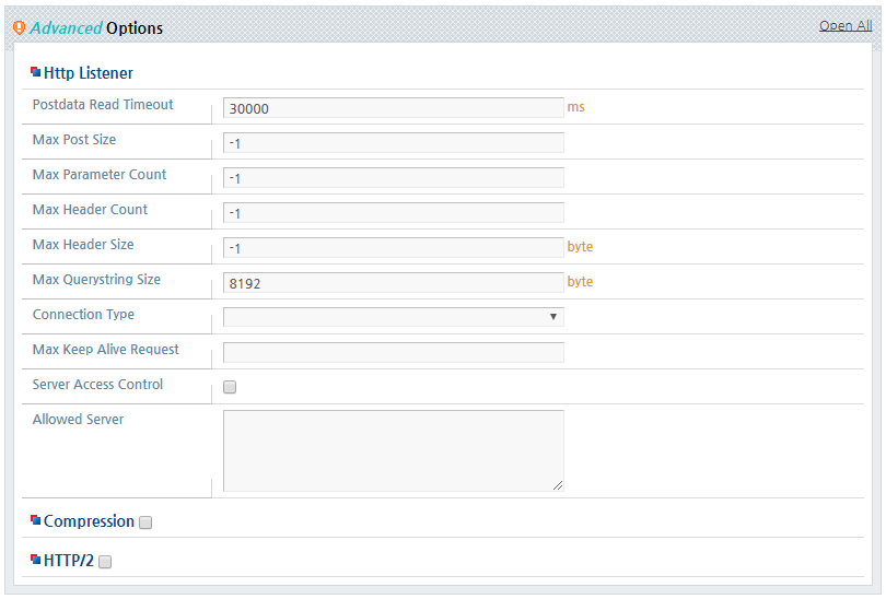 Configuring HTTP Listeners - Advanced Options