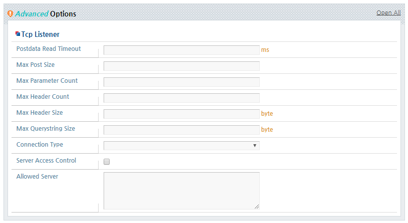 Configuring TCP Listeners - Advanced Options