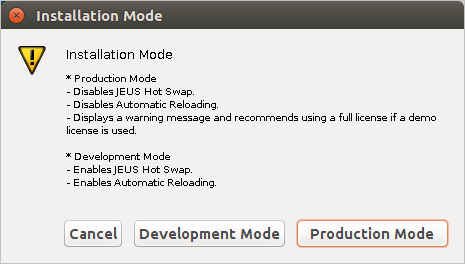 UNIX에서 GUI 모드 설치 - Installation Mode