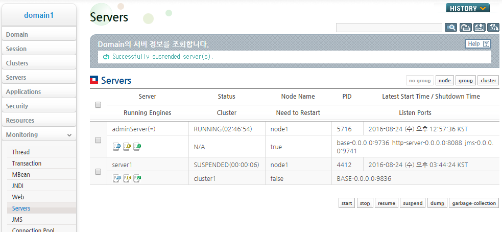 도메인 서버 일시 정지