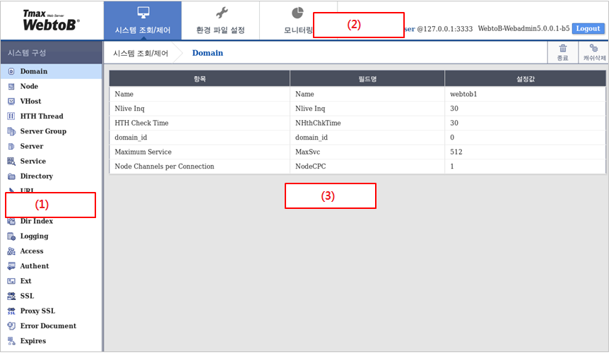 WebAdmin 화면 구성